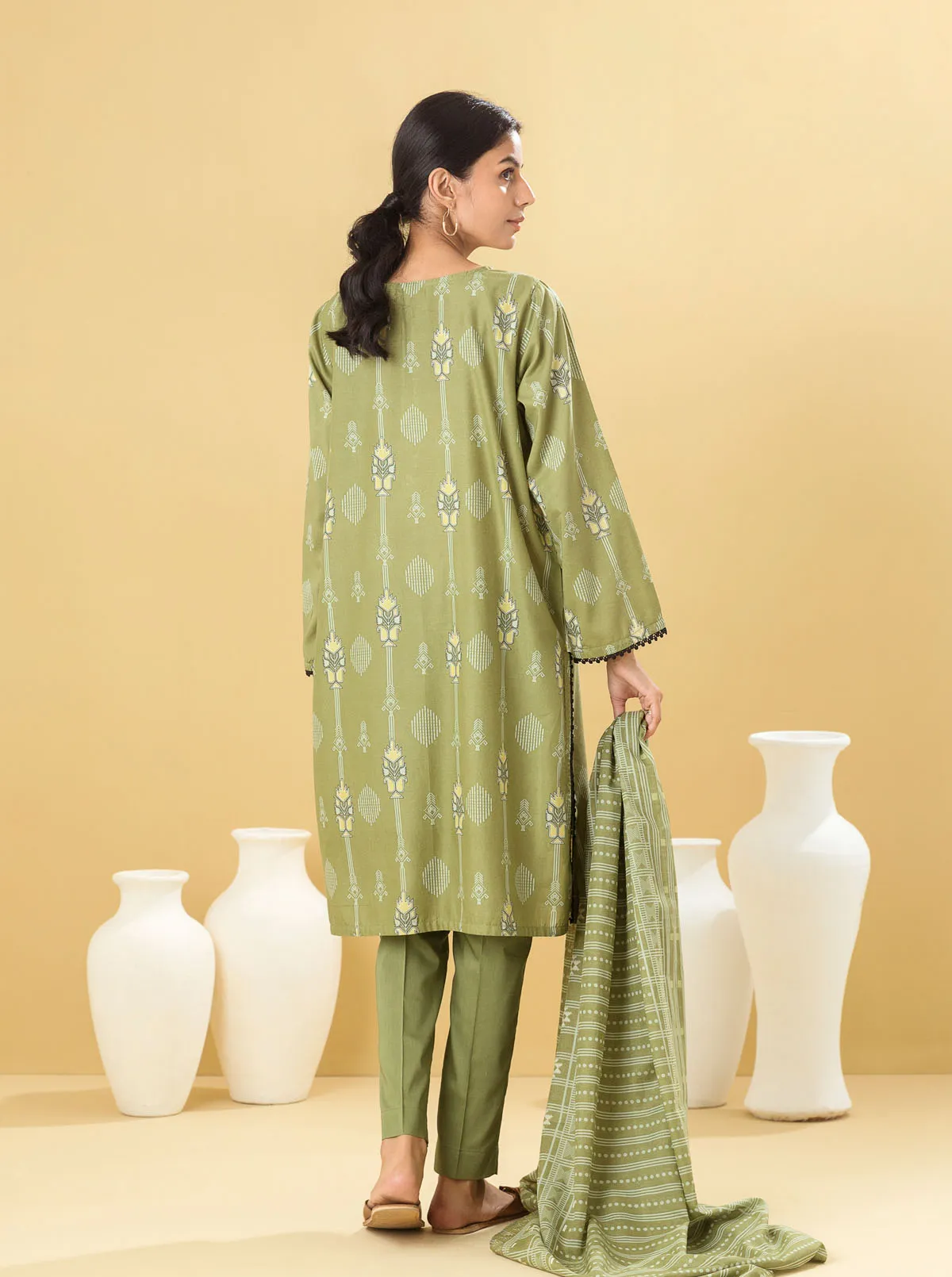 3 PIECE - PRINTED LAWN SUIT - TIMELESS SAGE