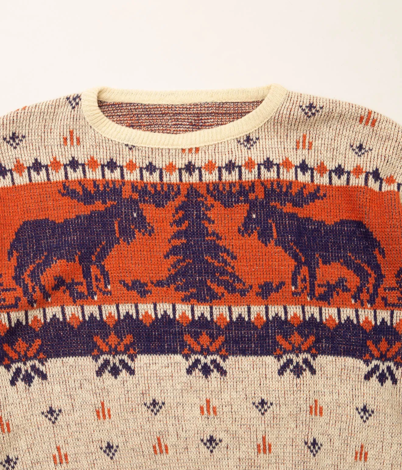40's 〜 50's Deer Jacquard Sweaters (Natural × Orange)