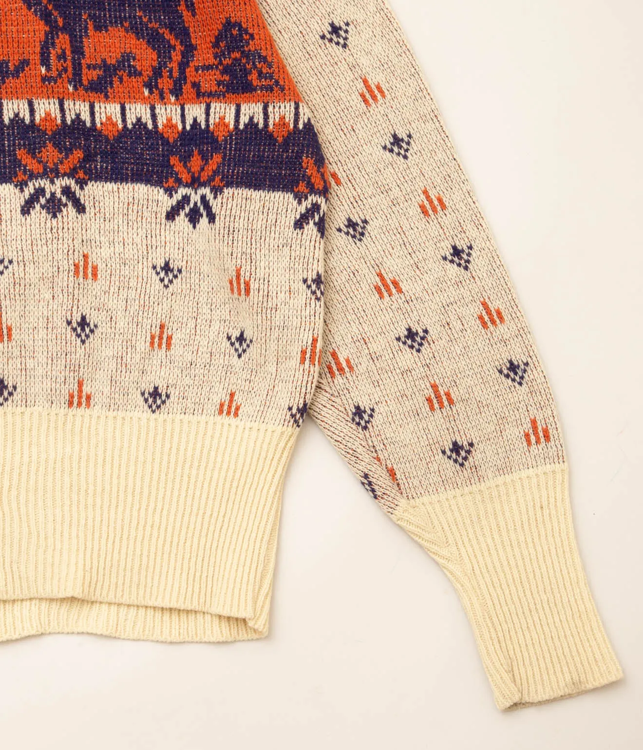 40's 〜 50's Deer Jacquard Sweaters (Natural × Orange)