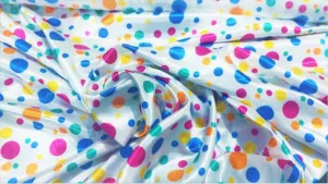60" Wide 100% Polyester Multi Color Polka Dot Soft Charmeuse Satin Fabric