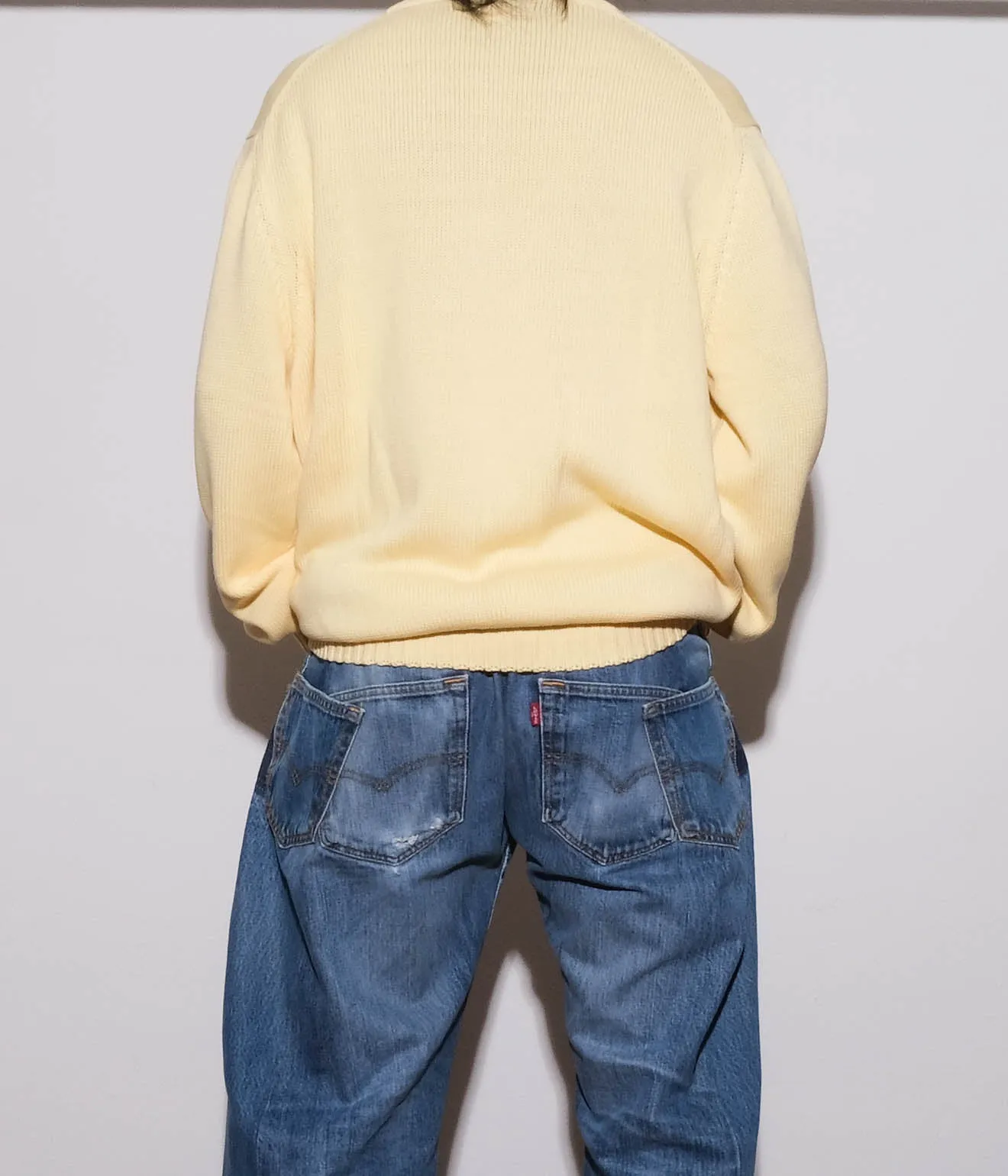 90's Paul Stuart V Neck Cotton Sweaters (Yellow)