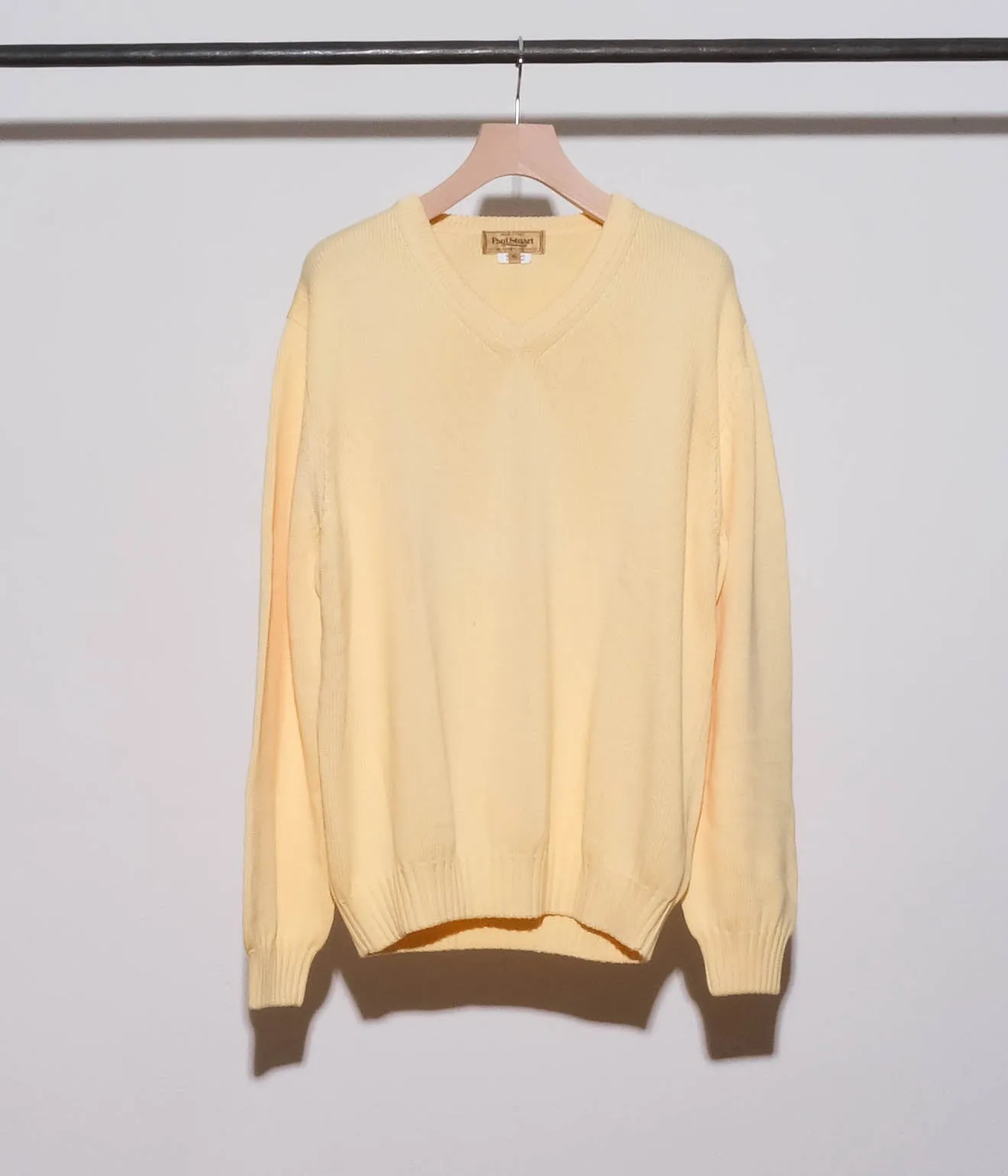 90's Paul Stuart V Neck Cotton Sweaters (Yellow)