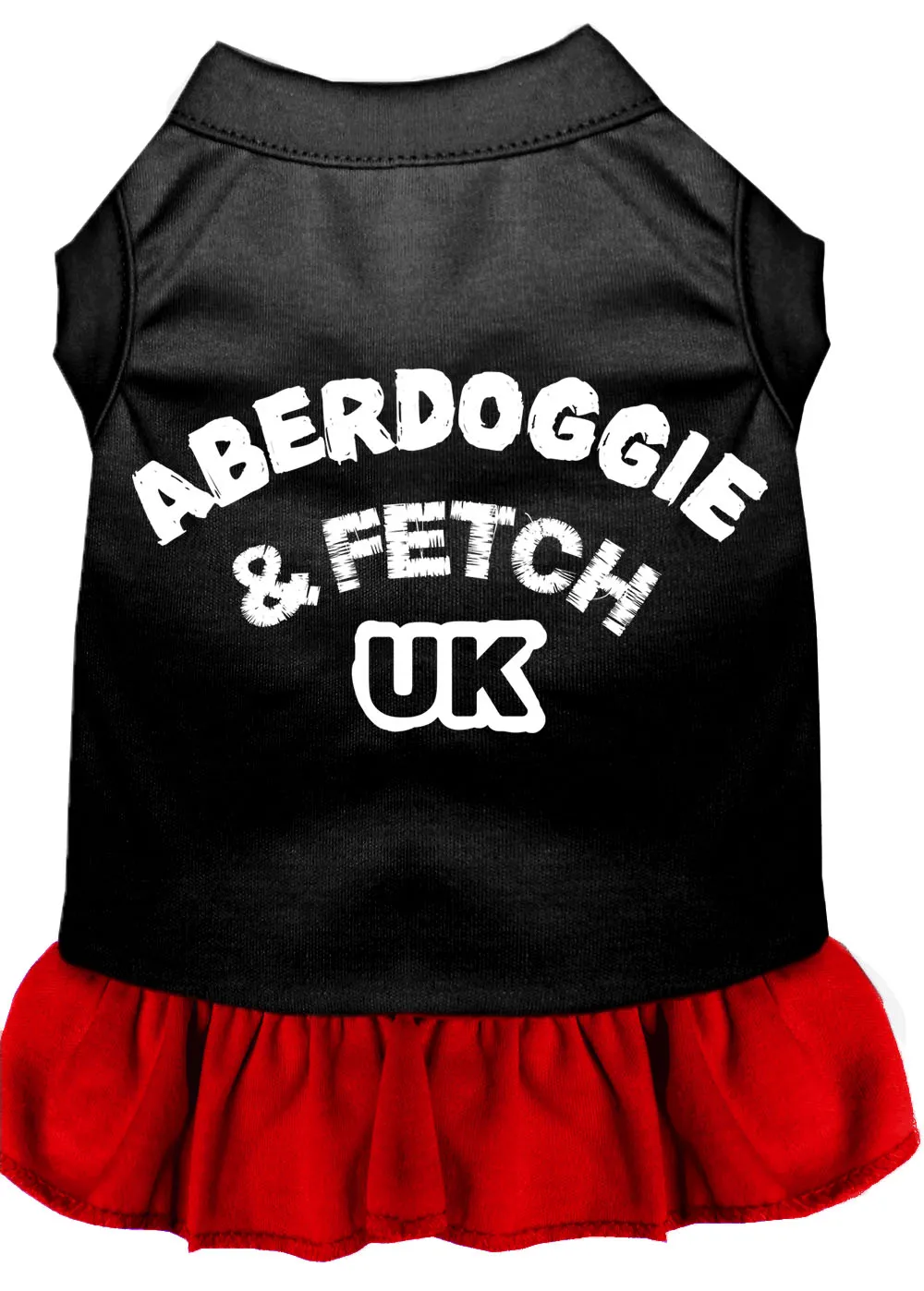 Aberdoggie Uk Screen Print Dog Dress Black With Red Xxl