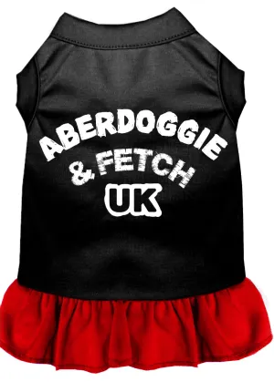 Aberdoggie Uk Screen Print Dog Dress Black With Red Xxl