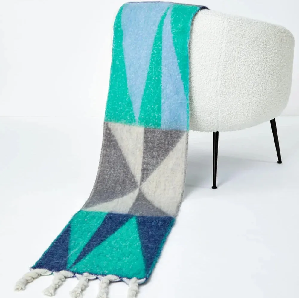 Abstract Chunky Tassel Scarf in Navy Mix