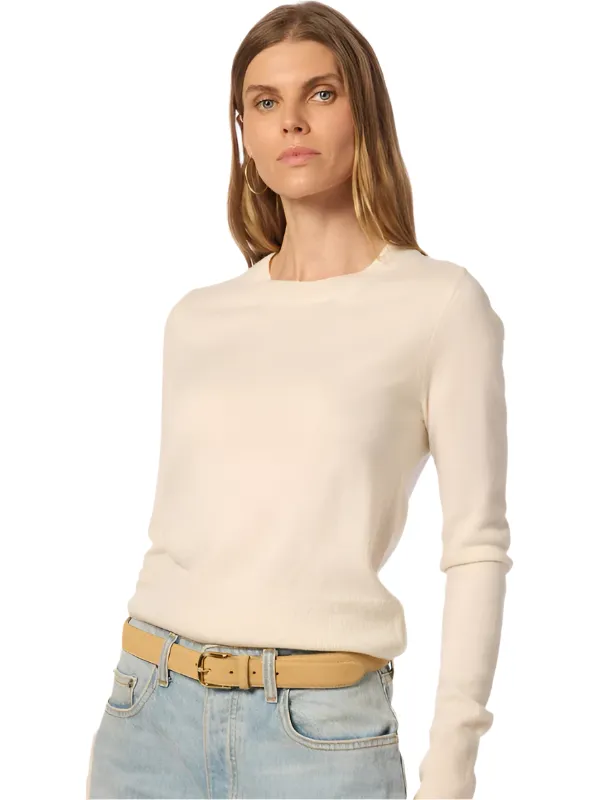 Bev Shrunken Crewneck Sweater in Gardenia