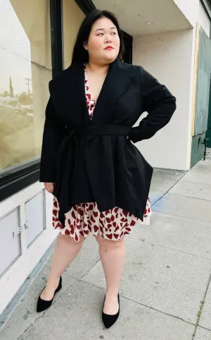 Bloomchic Black Collared Coat with Belt, Multiple Sizes Available!