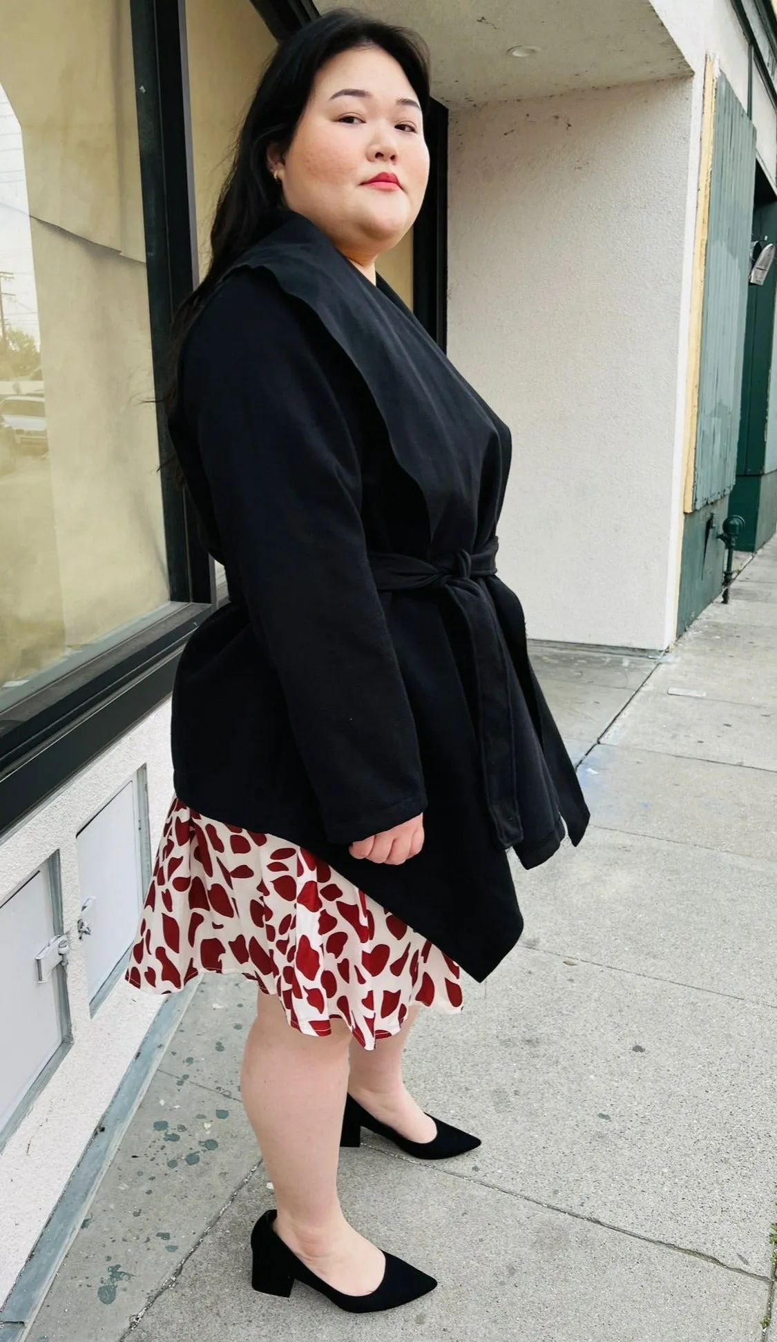 Bloomchic Black Collared Coat with Belt, Multiple Sizes Available!