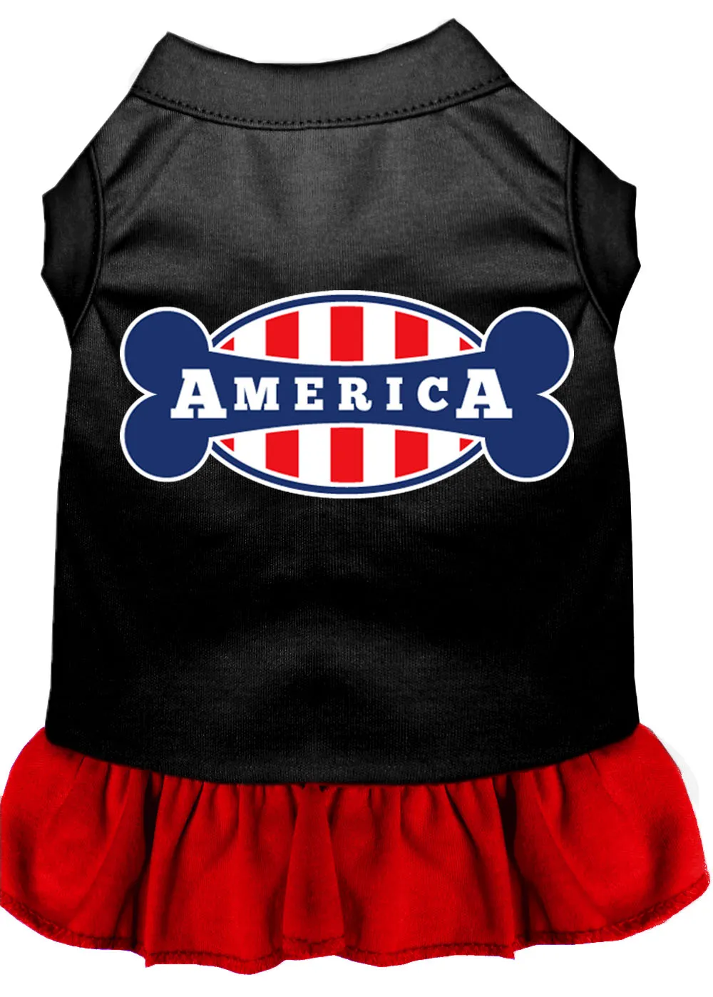 Bonely In America Screen Print Dress Black With Red Xl