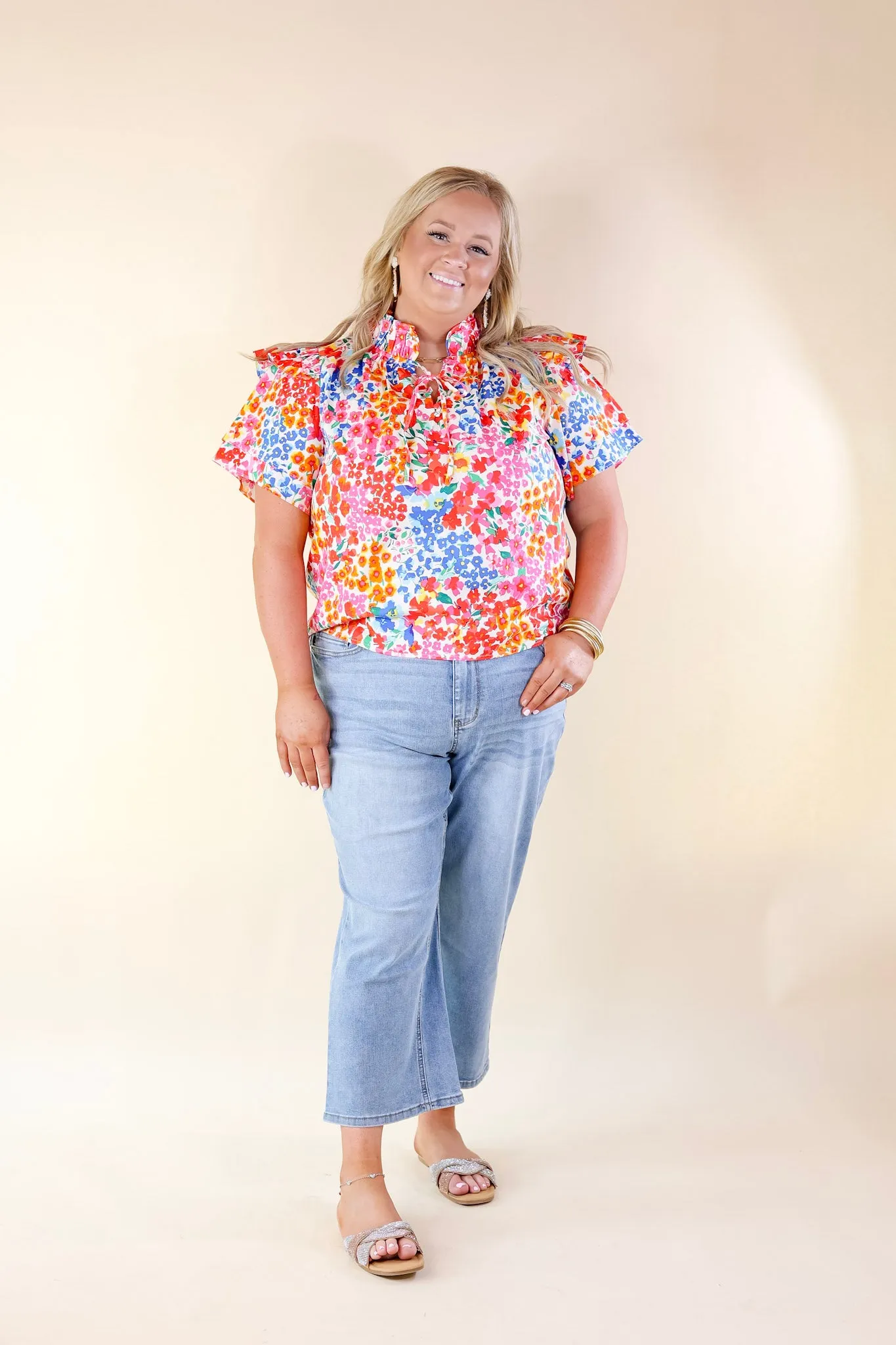 BuddyLove | Shauna Ruffle Shoulder Top in Berry Blue