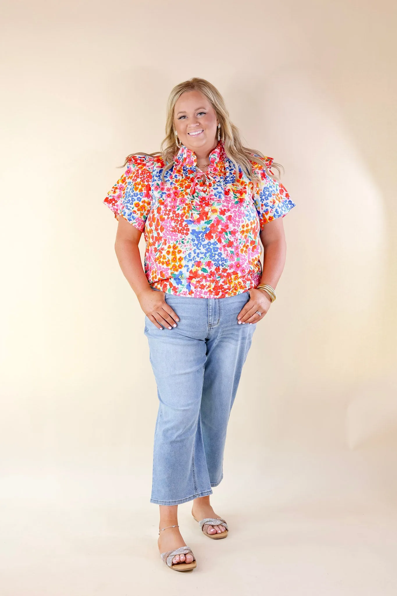 BuddyLove | Shauna Ruffle Shoulder Top in Berry Blue