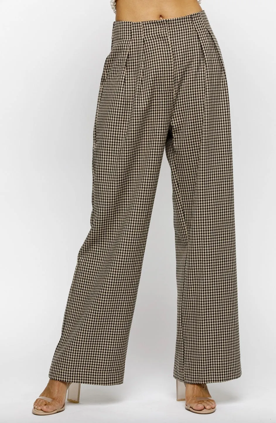 Checkered Pants in Beige and Black By Storia