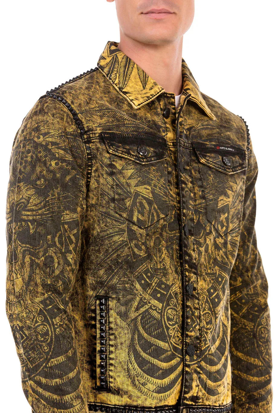 Cipo &amp; Baxx HIGHLAND Men's Biker Jeans Jacket Denim CJ273