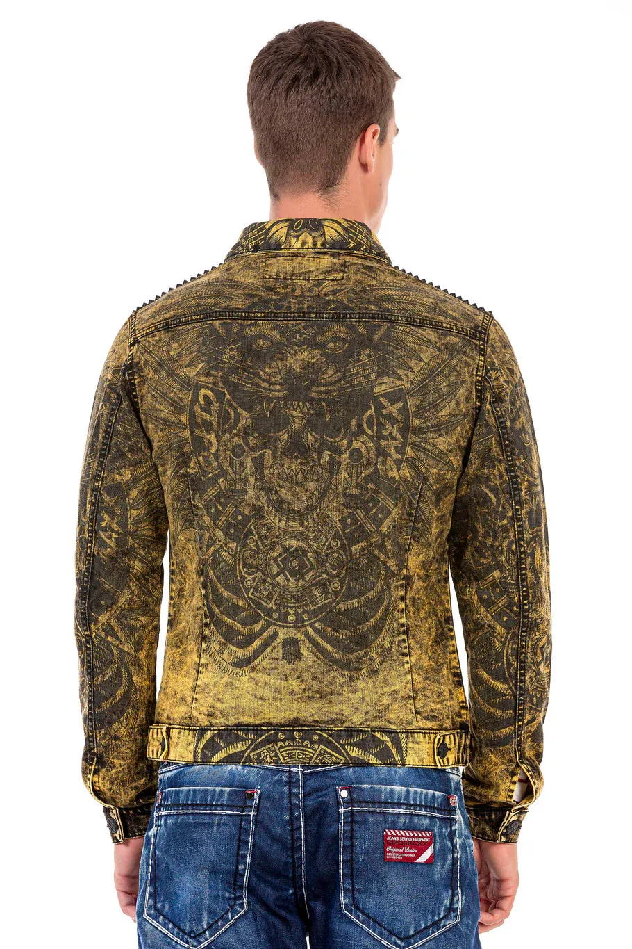 Cipo &amp; Baxx HIGHLAND Men's Biker Jeans Jacket Denim CJ273