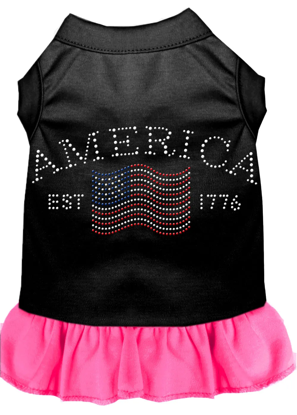 Classic America Rhinestone Dress Black With Bright Pink Xs