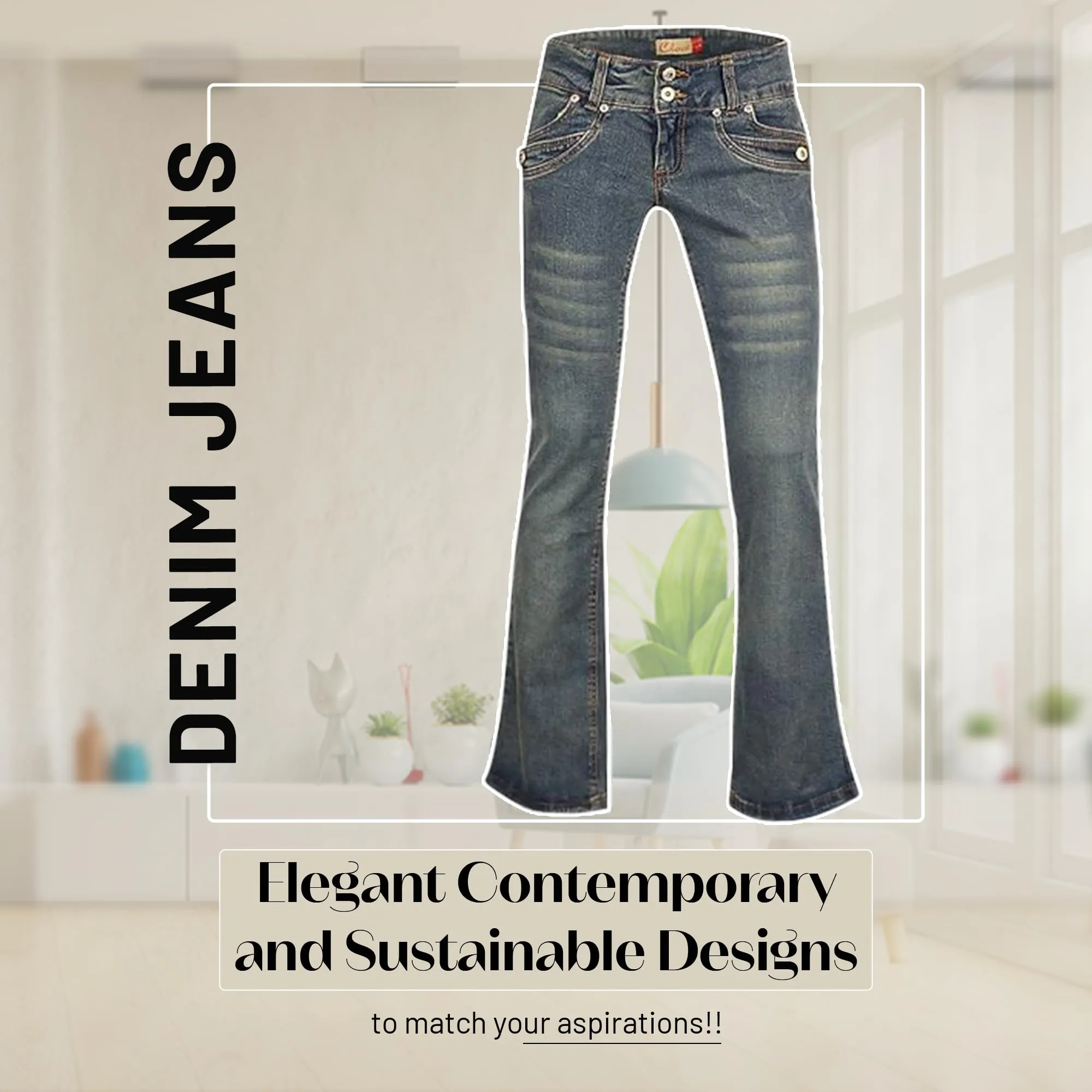 Clove Jeans Bootcut Jeans Women Stretchable Blue Denim Jeans Plus Size 12 to 24