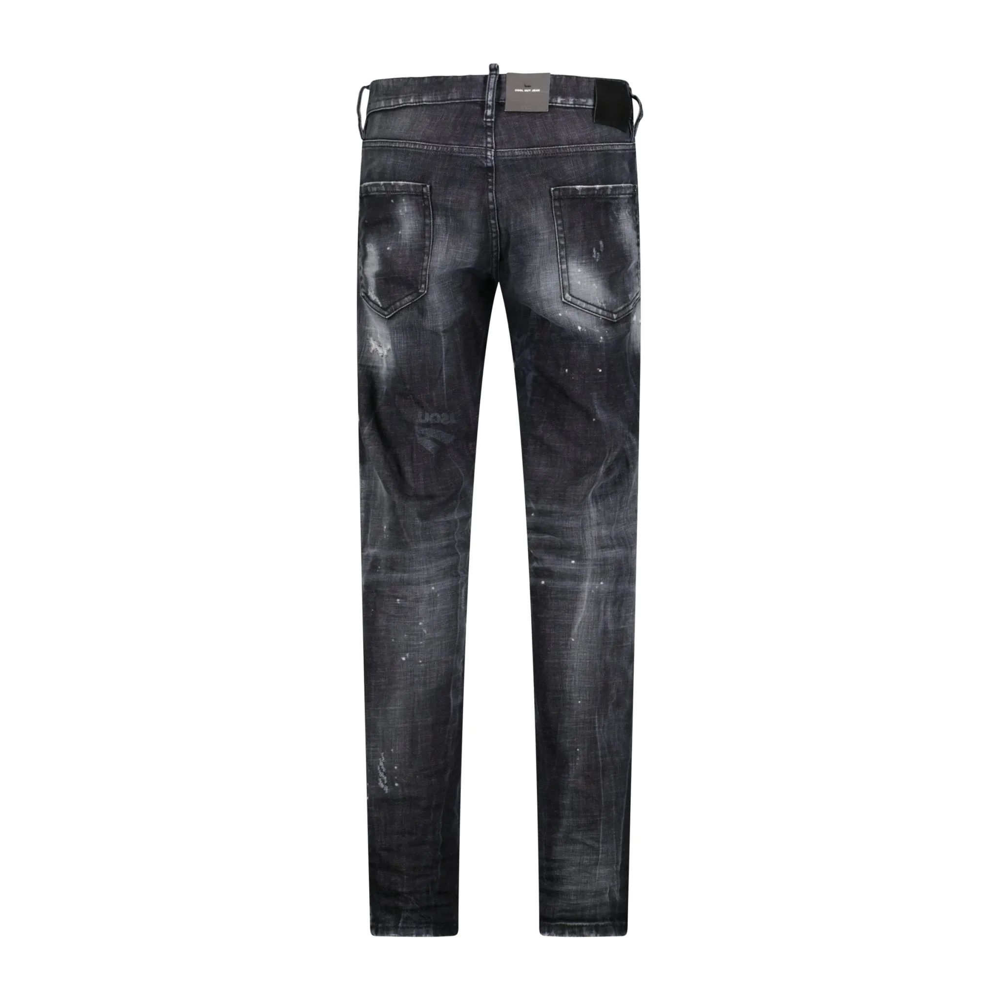 'Cool Guy' Print Logo Slim Fit Jeans Black