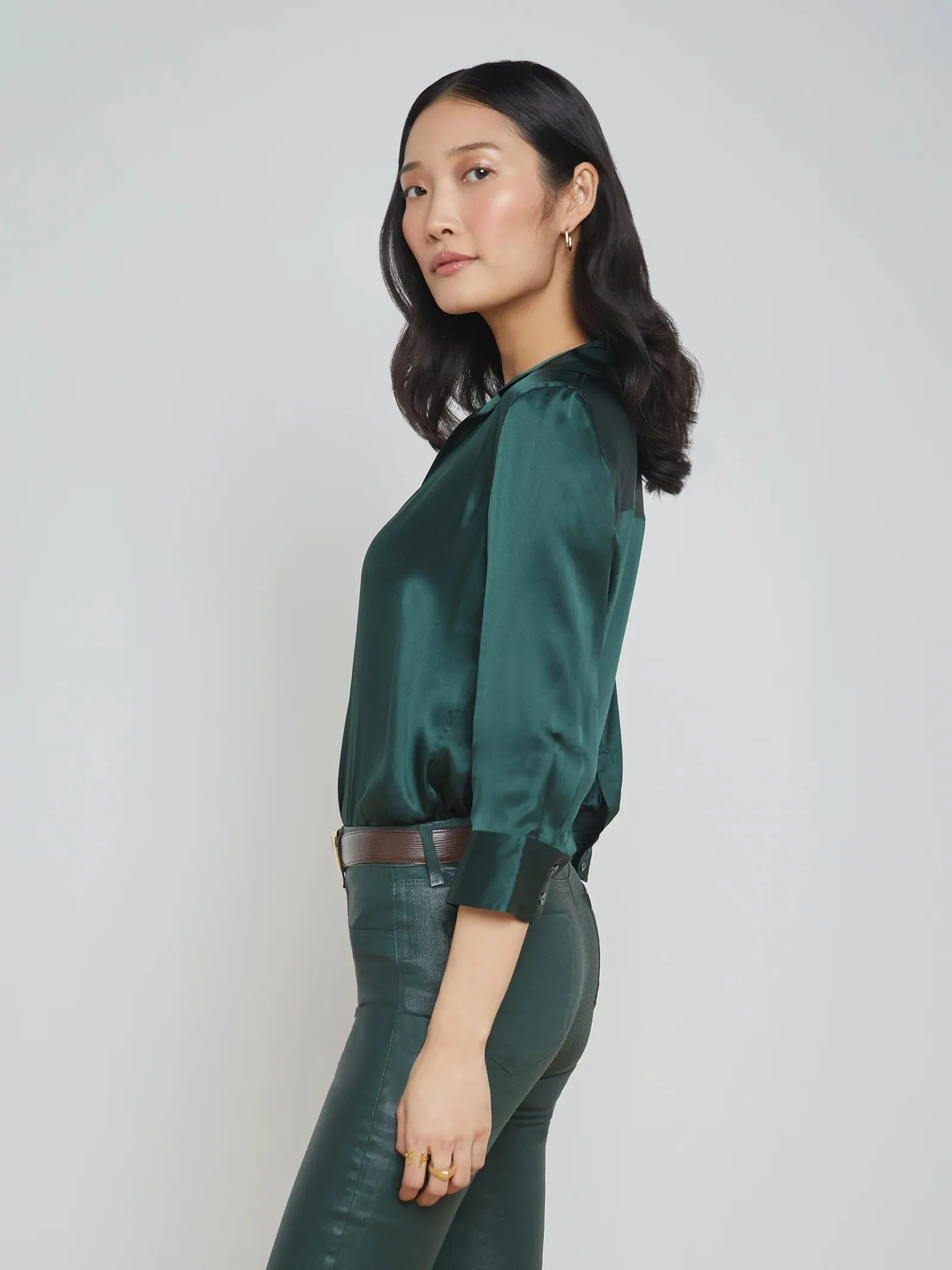 Dani Silk Blouse - Forest Green