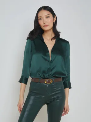 Dani Silk Blouse - Forest Green