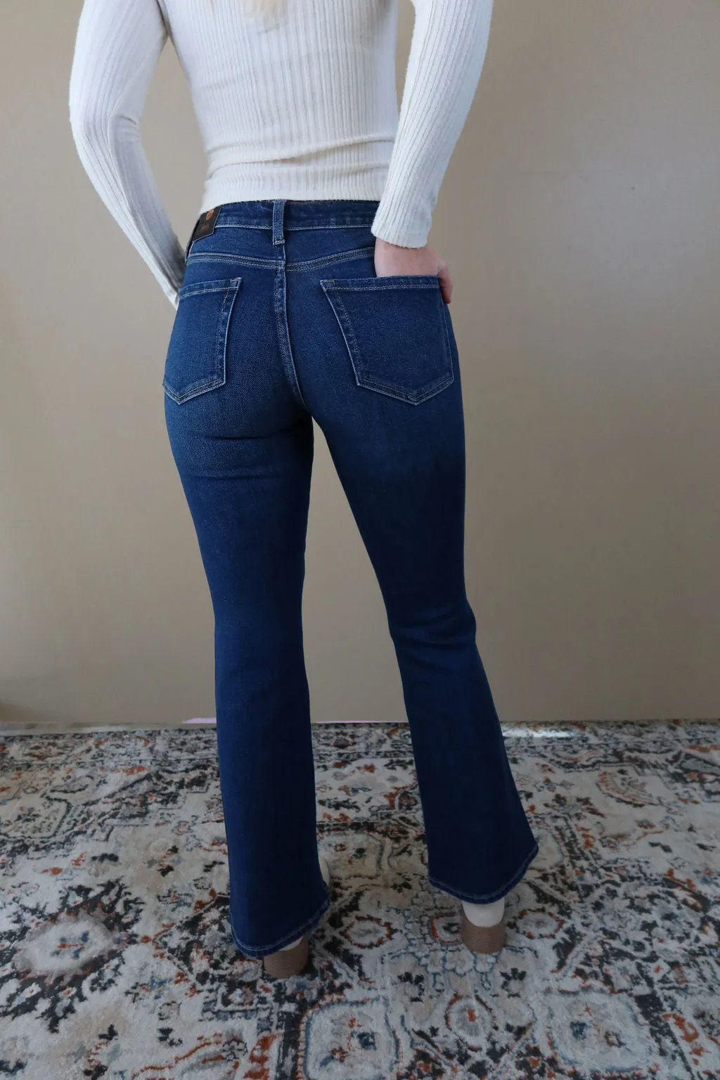 Dark Wash Low Rise Flare Jean