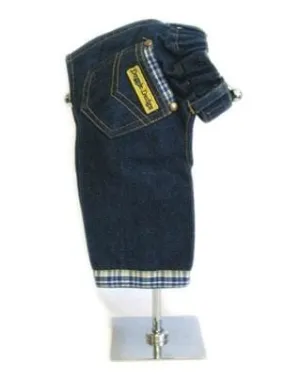 Designer Dog Jeans Blue Yellow Plaid Trim