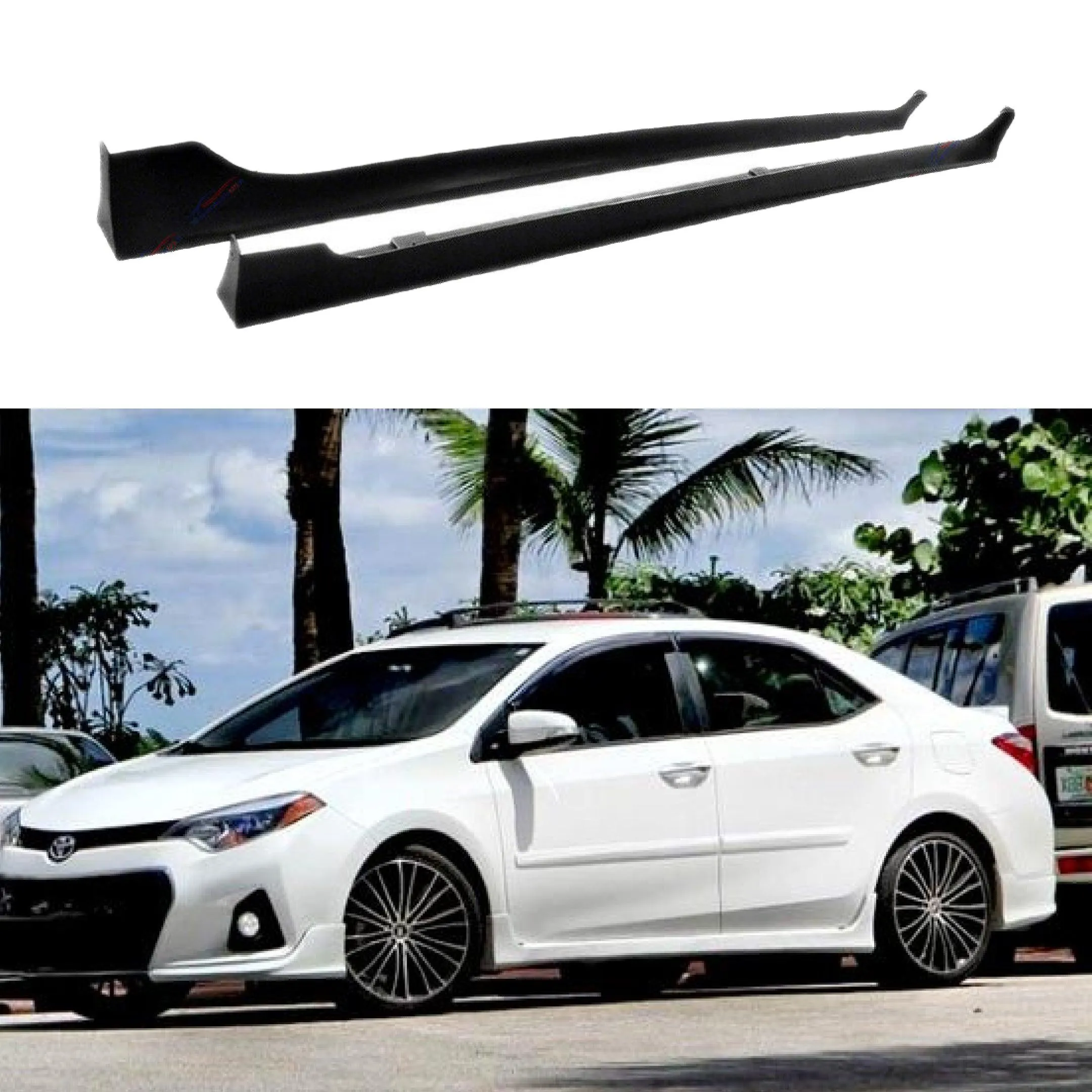 Fit 2014-2019 Toyota Corolla Side Body Skirts (Unpainted Matte Black)