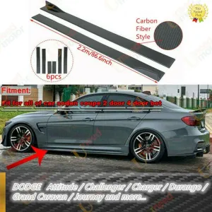 Fit DODGE Universal Rocker Panel Lips Side Body Skirt Extensions