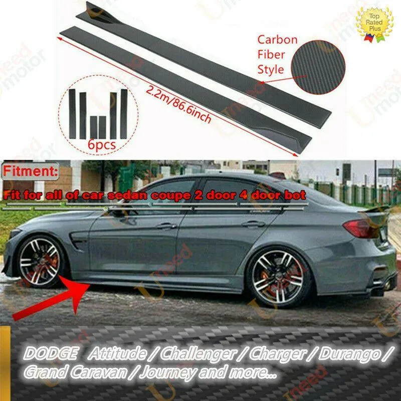 Fit DODGE Universal Rocker Panel Lips Side Body Skirt Extensions