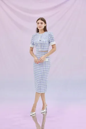 Gazella Purple Checkered Tweed Skirt