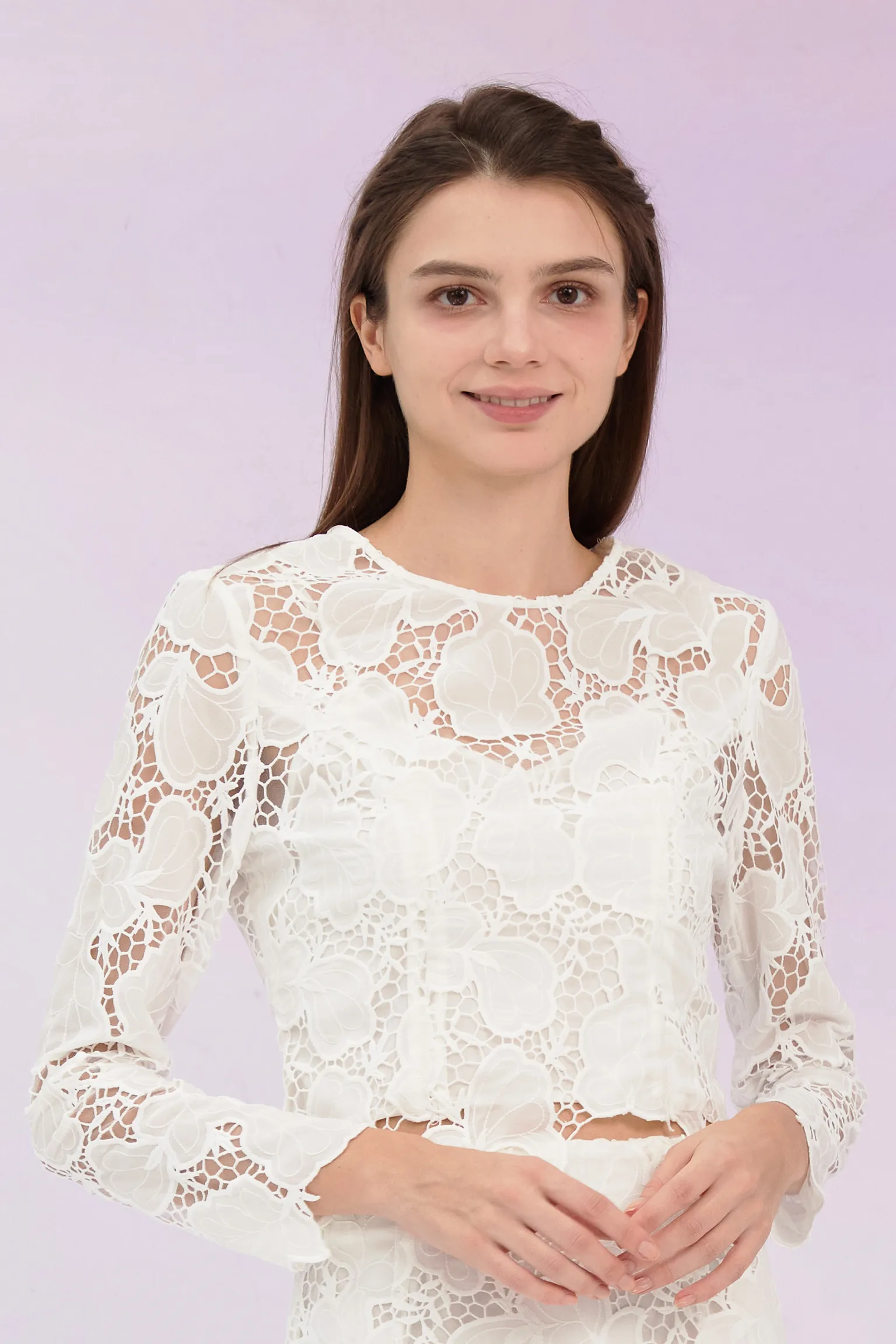 Glenette White Flower Lace Top
