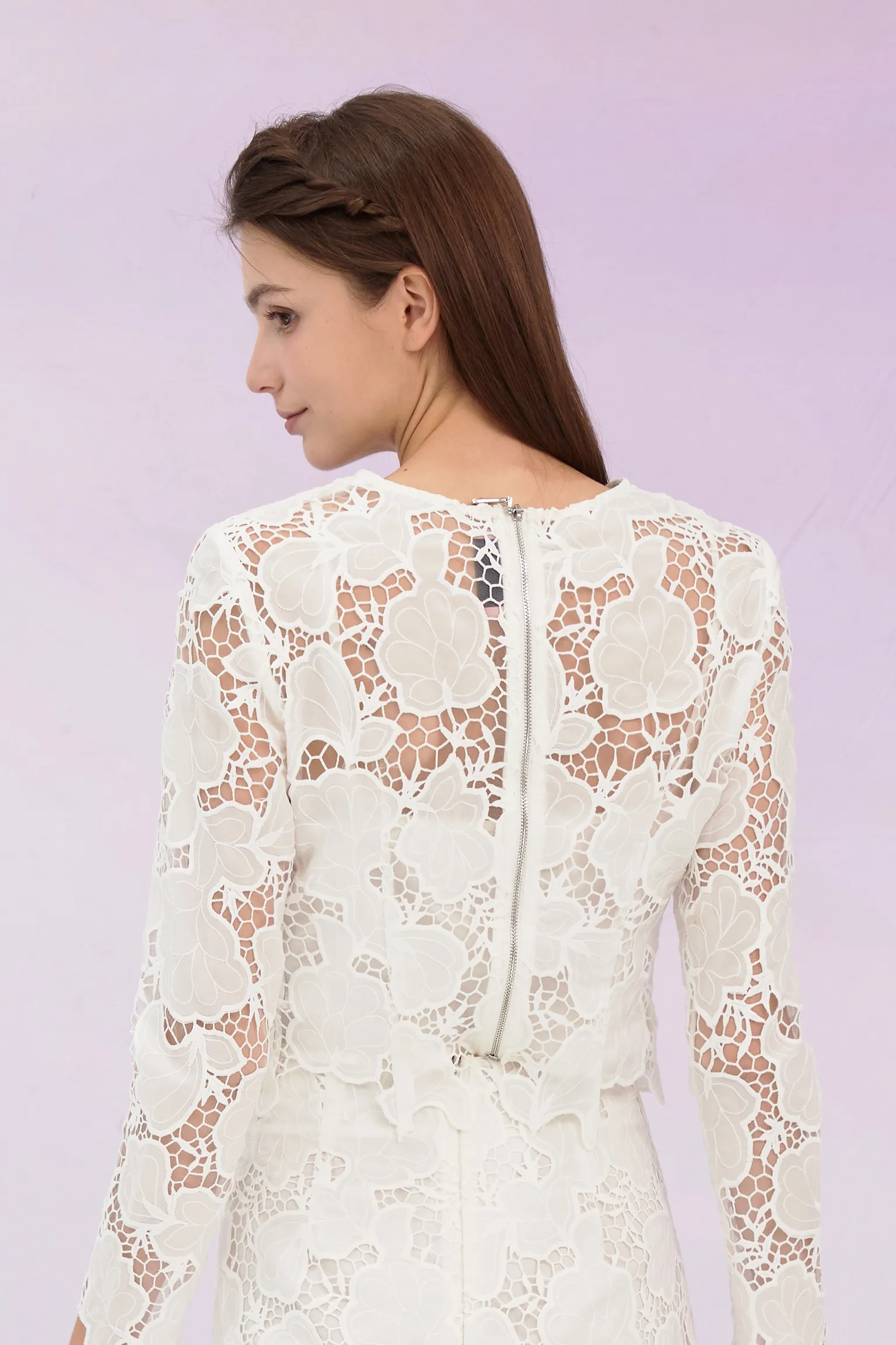Glenette White Flower Lace Top