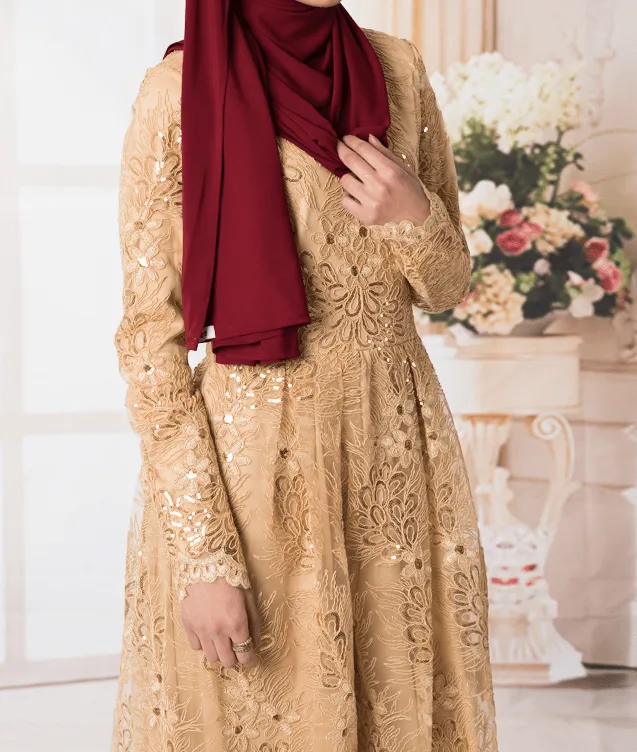 Golden embroidered Princess Gown