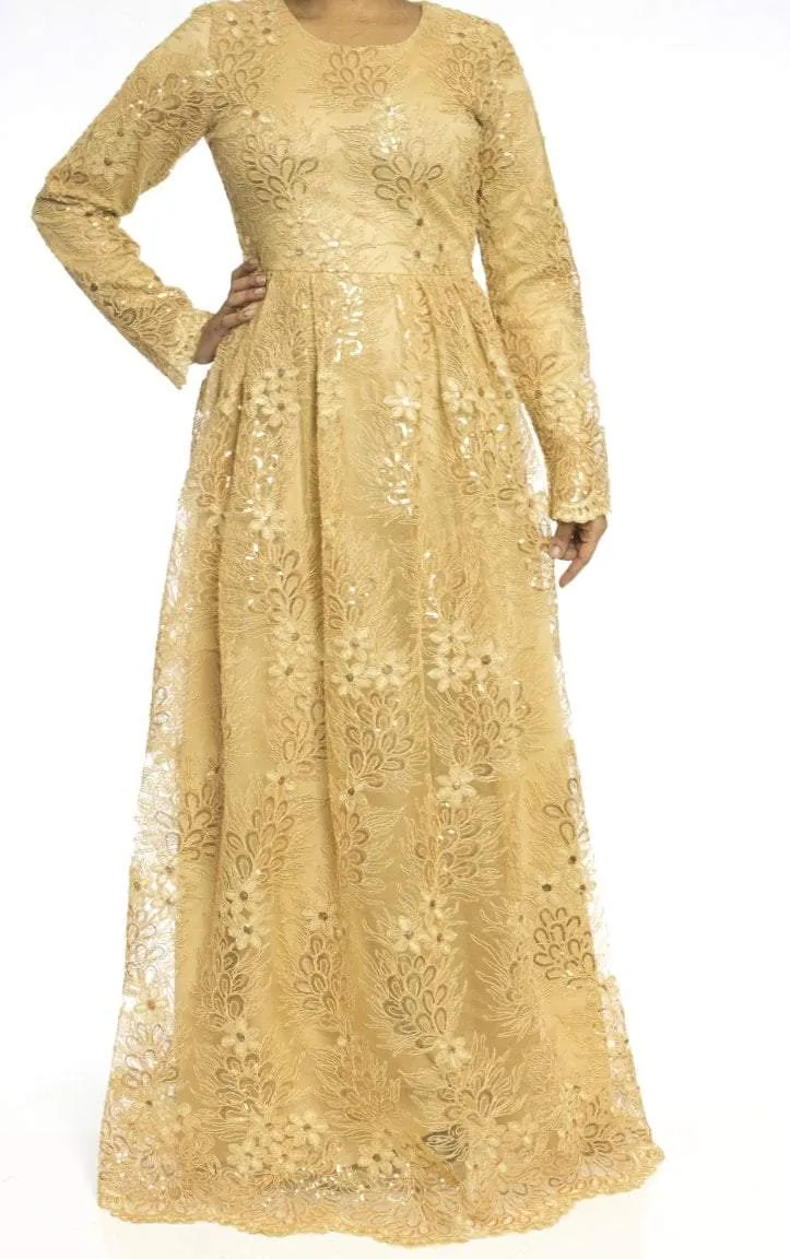 Golden embroidered Princess Gown
