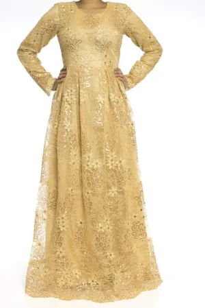 Golden embroidered Princess Gown