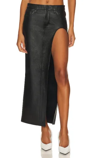 GRLFRND The Leather Blanca Skirt in Black