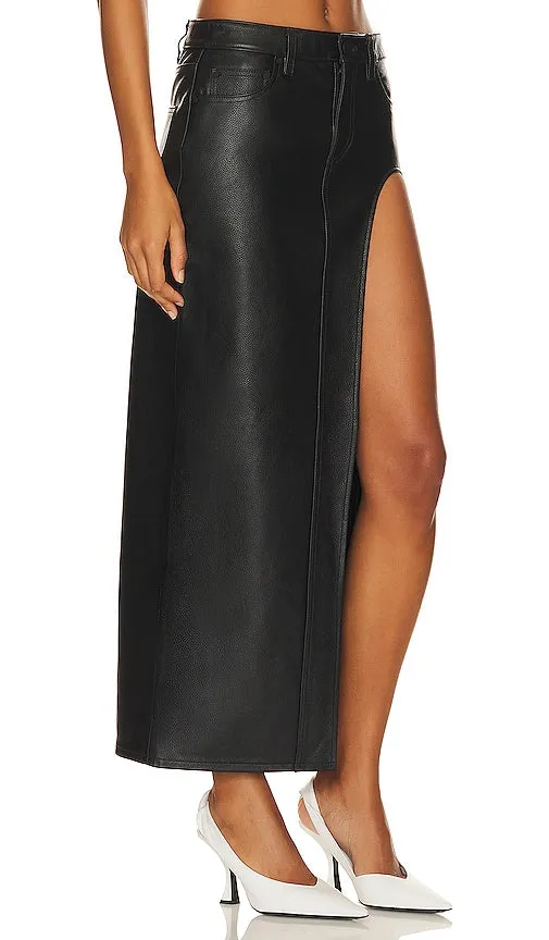 GRLFRND The Leather Blanca Skirt in Black