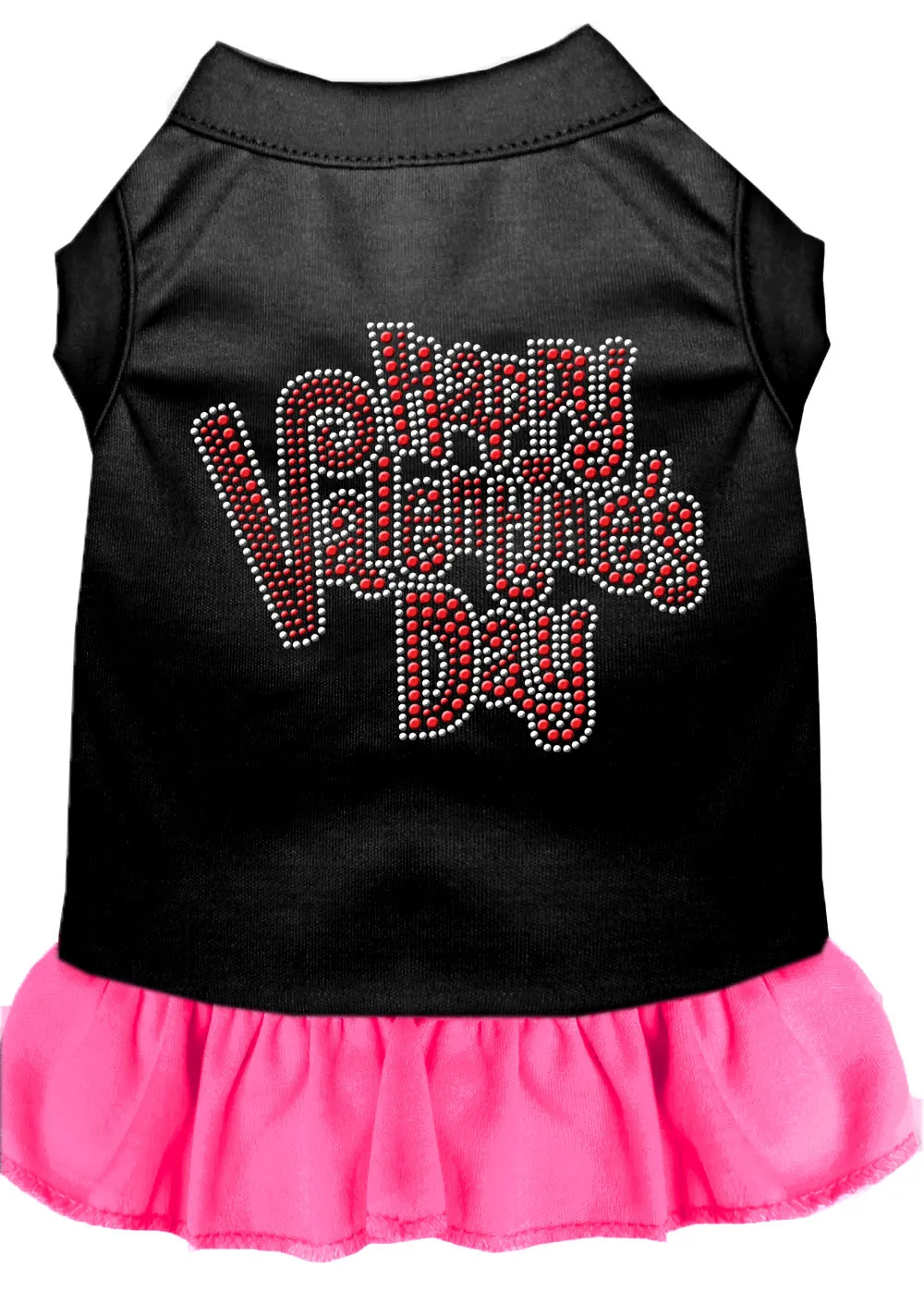 Happy Valentines Day Rhinestone Dress Black With Bright Pink Xxl
