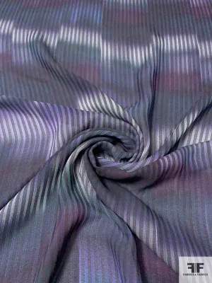 Hazy and Striped Rayon Gauze Challis - Navy / Purples / Grey