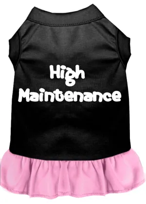 High Maintenance Screen Print Dog Dress Black With Light Pink Xl