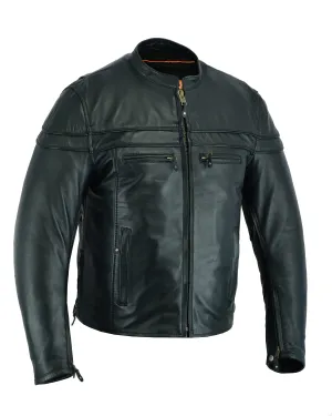 HL10262LMB Men's Crossover Black Leather Lightweight MC Jacket