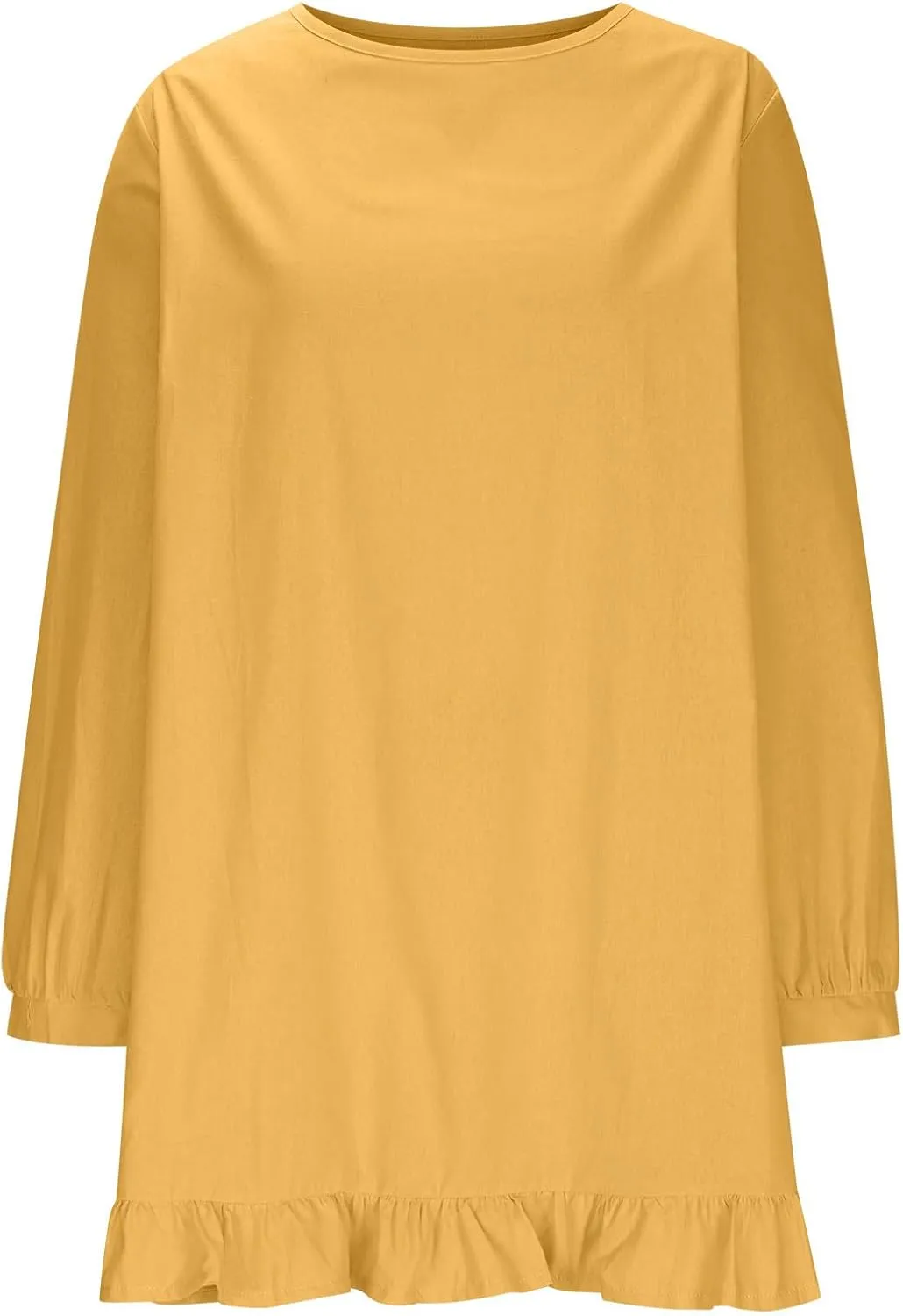 hlysgo Petite Dresses for Women Summer Ruffled Hem Cotton Linen Mini Dress Cute Long Sleeveless Crew Neck Going Out Dress