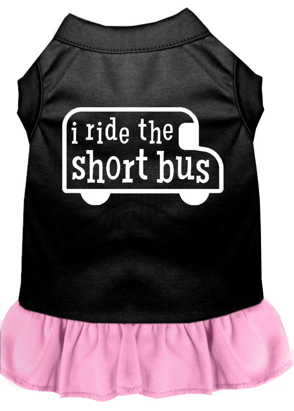 I Ride The Short Bus Screen Print Dress Black With Light Pink Xxl