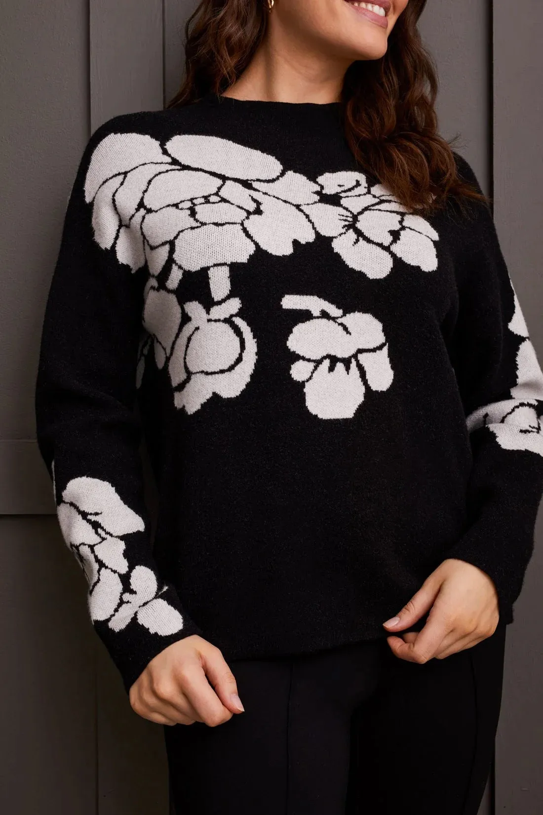 Jacquard Funnel Neck Sweater