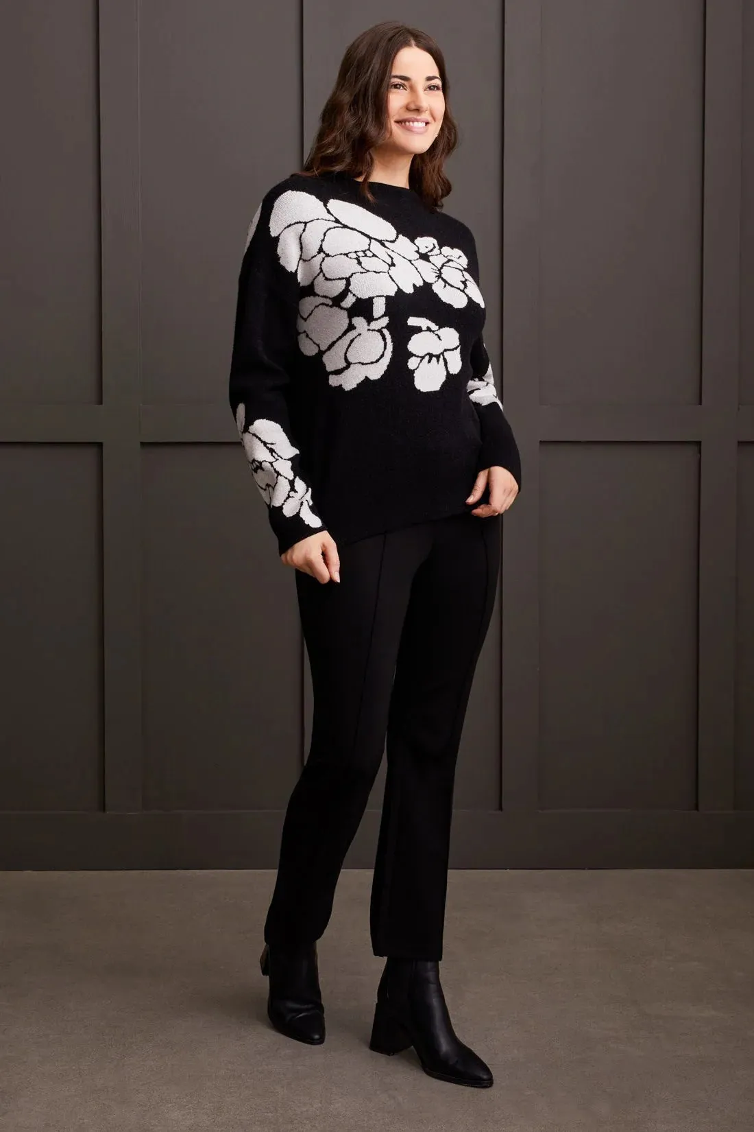 Jacquard Funnel Neck Sweater