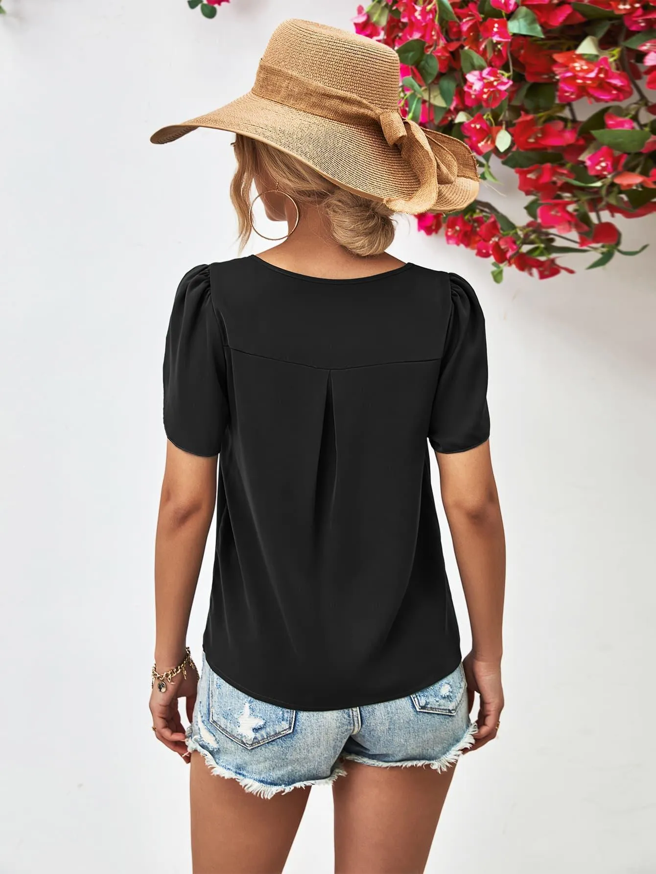 Just Perfect Cutout Petal Sleeve Top