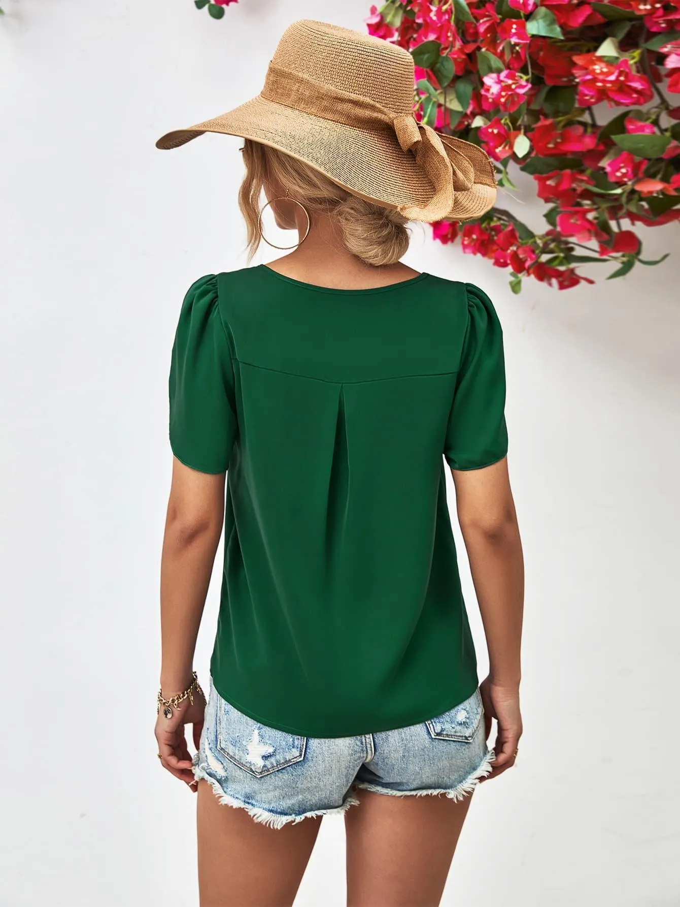 Just Perfect Cutout Petal Sleeve Top