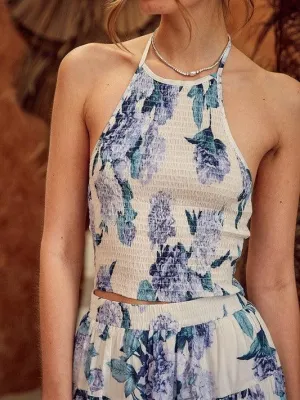 Keeping it Fun Floral Halter Smocked Top