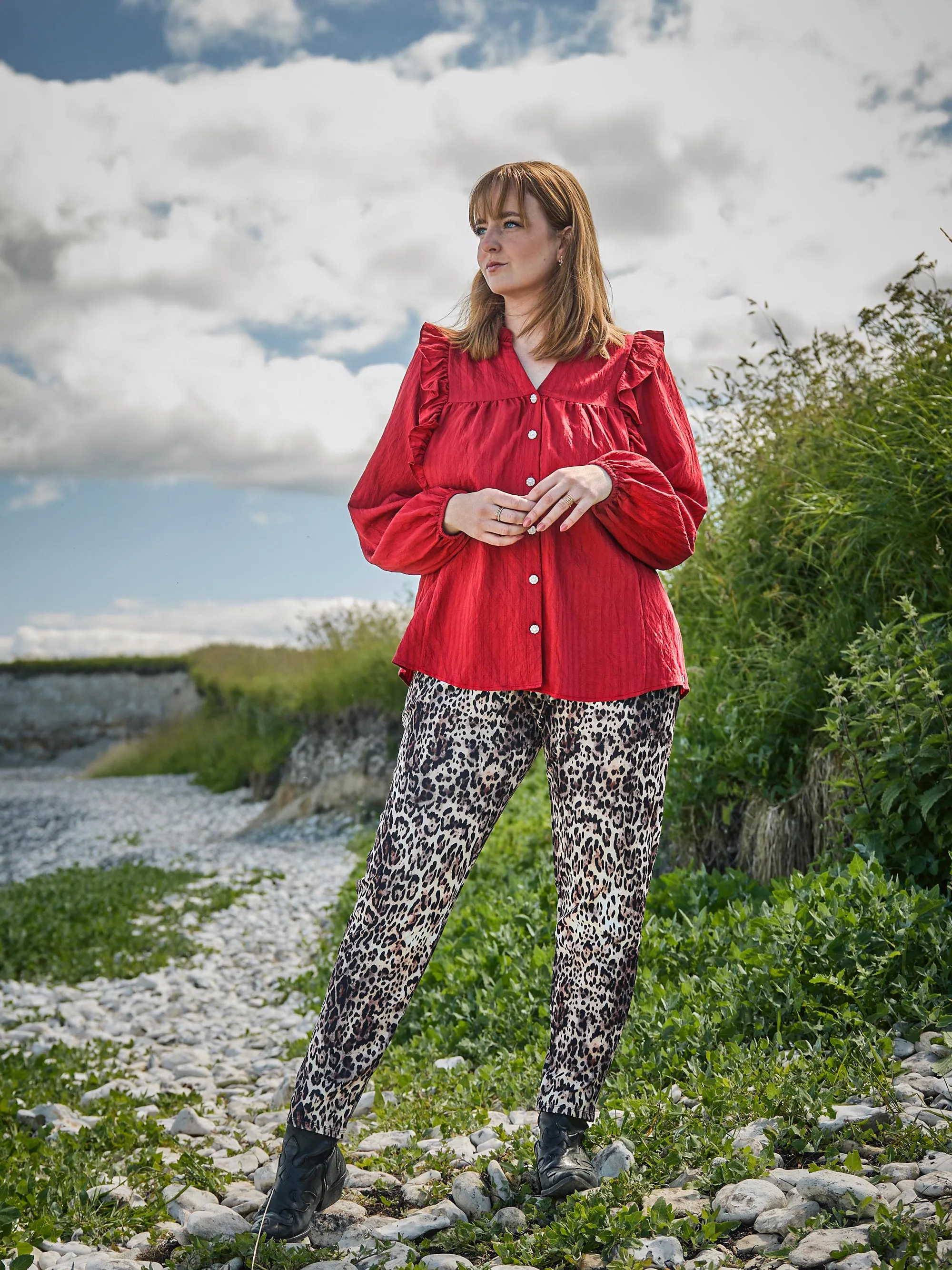 KIRA BLOUSE - Bright red