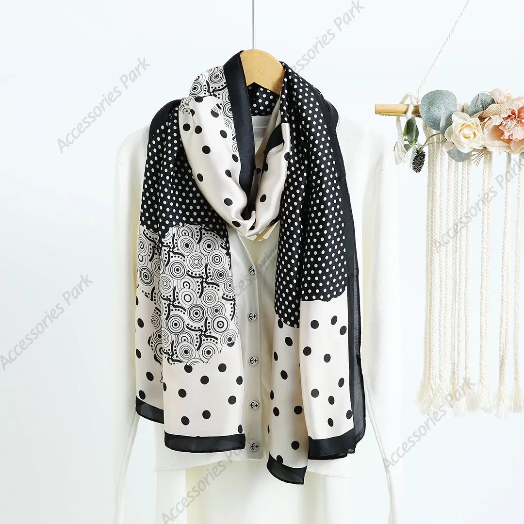 Korean Version Polka Dot Design Satin Silk Scarf