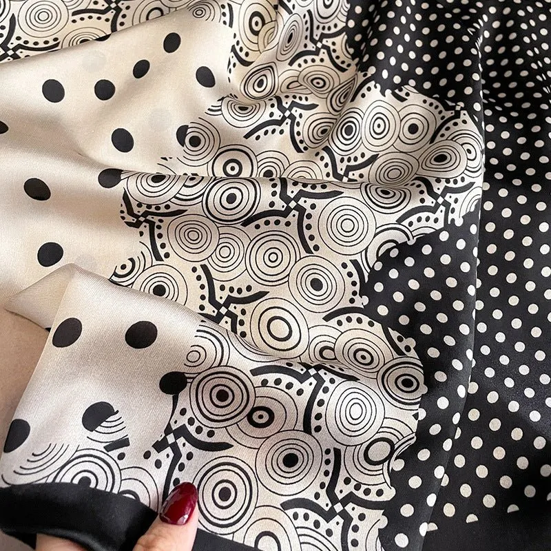 Korean Version Polka Dot Design Satin Silk Scarf